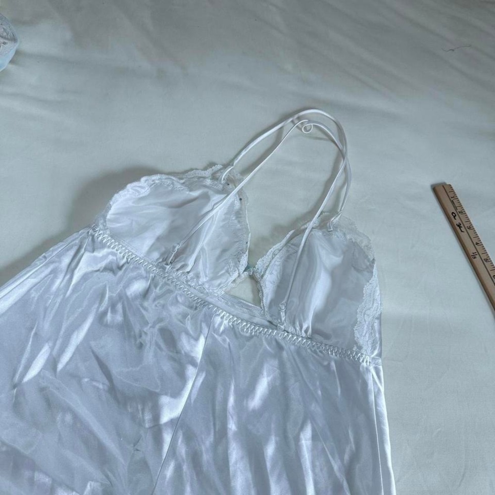 white satin slip‎ dress  y2k apt 9 white satin slip dress large - Picture 7 of 7